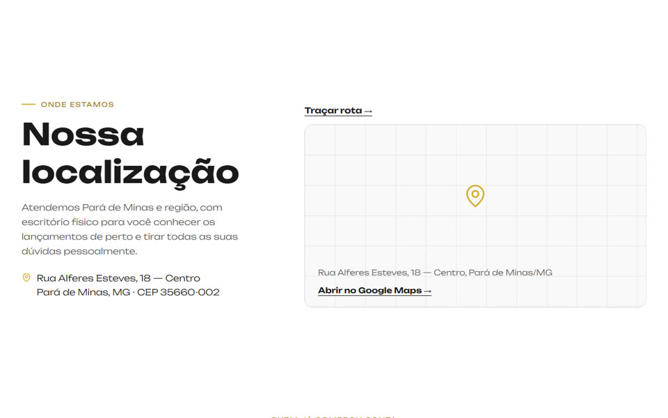 Seção de localização, com endereço e mapa